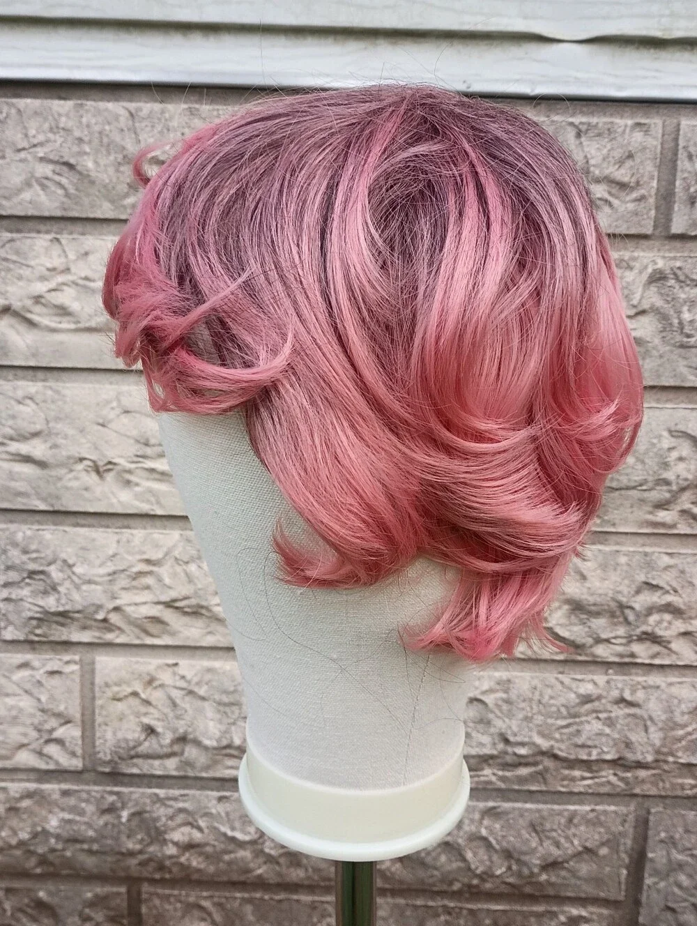 Short Layered Ombre To Pink Women's Synthetic Wig